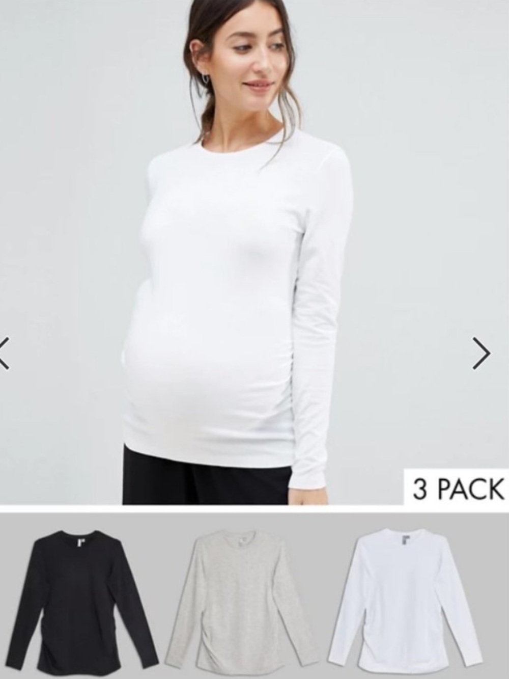 ASOS Maternity Pack of 3 long sleeve crew neck tees size 12 Large